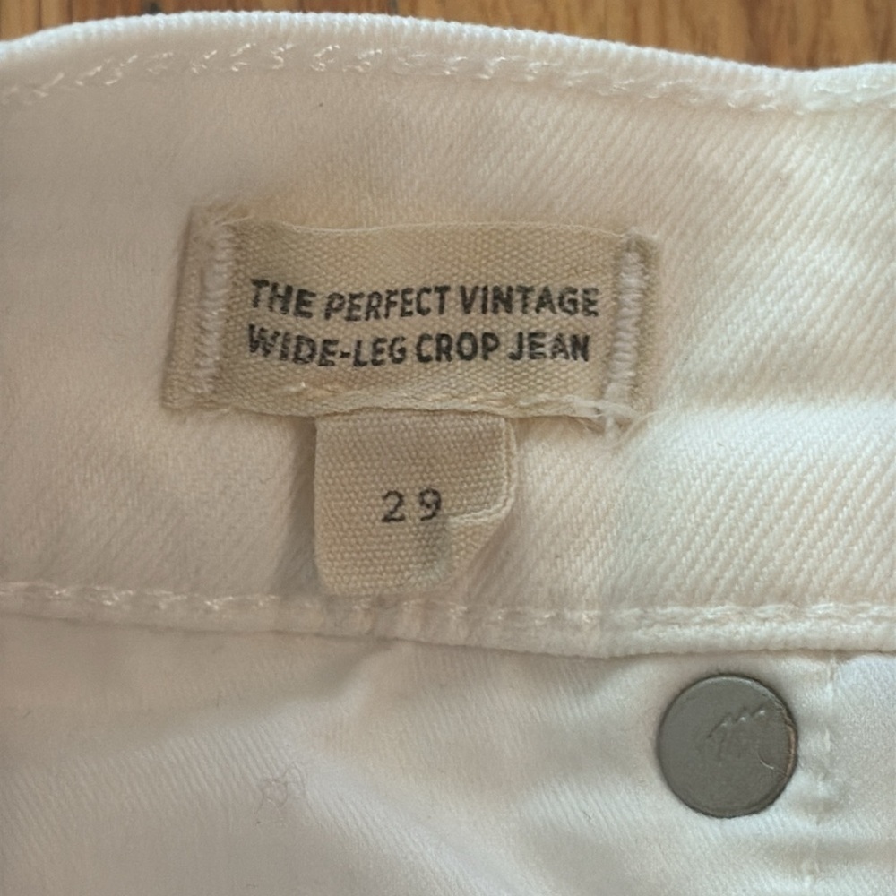 Madewell sz 29 The Perfect Vintage Wide Crop Jean White zip fly great condition - Picture 6 of 8